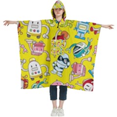 Robot Pattern Lego Women s Hooded Rain Ponchos by Cowasu