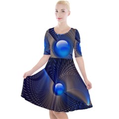 Abstract Background Pattern Quarter Sleeve A-line Dress by Cowasu