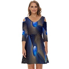 Abstract Background Pattern Shoulder Cut Out Zip Up Dress by Cowasu