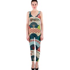 Japanese Fans Bright Pattern One Piece Catsuit by Cowasu