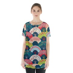 Japanese Fans Bright Pattern Skirt Hem Sports Top