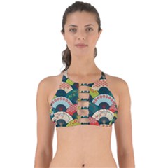 Japanese Fans Bright Pattern Perfectly Cut Out Bikini Top by Cowasu