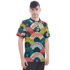 Japanese Fans Bright Pattern Men s Polo Tee