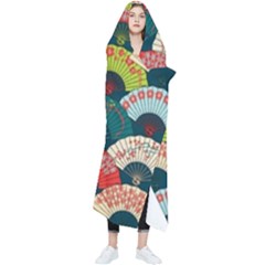 Japanese Fans Bright Pattern Wearable Blanket by Cowasu