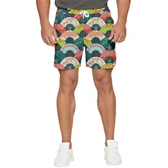 Japanese Fans Bright Pattern Men s Runner Shorts by Cowasu