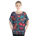 Japanese Graffiti Batwing Chiffon Blouse View1