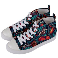 Japanese Graffiti Women s Mid-top Canvas Sneakers by Cowasu