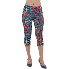 Japanese Graffiti Lightweight Velour Capri Leggings  by Cowasu