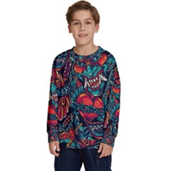 Japanese Graffiti Kids  Long Sleeve Jersey by Cowasu