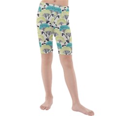 Flora Nature Color Japanese Patterns Kids  Mid Length Swim Shorts by Cowasu