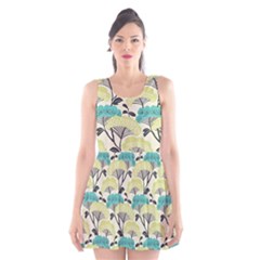 Flora Nature Color Japanese Patterns Scoop Neck Skater Dress by Cowasu