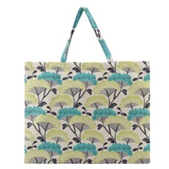 Flora Nature Color Japanese Patterns Zipper Large Tote Bag by Cowasu