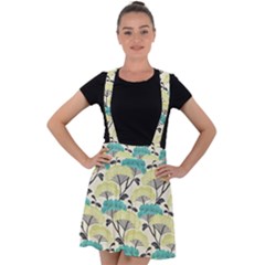 Flora Nature Color Japanese Patterns Velvet Suspender Skater Skirt by Cowasu