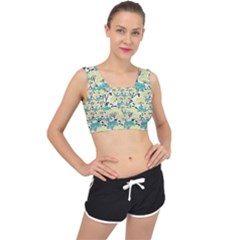 Flora Nature Color Japanese Patterns V-back Sports Bra by Cowasu