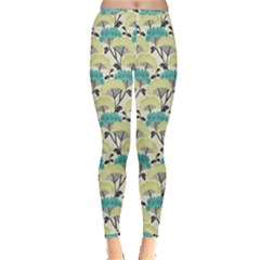 Flora Nature Color Japanese Patterns Inside Out Leggings by Cowasu