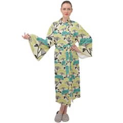 Flora Nature Color Japanese Patterns Maxi Velvet Kimono by Cowasu