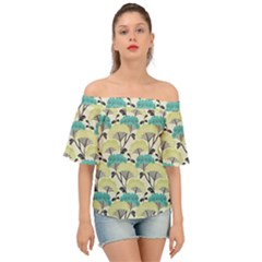 Flora Nature Color Japanese Patterns Off Shoulder Short Sleeve Top by Cowasu