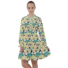 Flora Nature Color Japanese Patterns All Frills Chiffon Dress by Cowasu