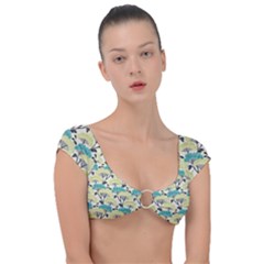 Flora Nature Color Japanese Patterns Cap Sleeve Ring Bikini Top by Cowasu