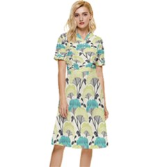 Flora Nature Color Japanese Patterns Button Top Knee Length Dress by Cowasu