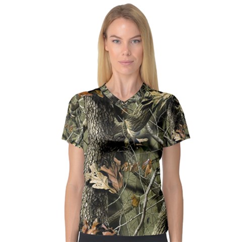 Realtree Camo Seamless Pattern V-neck Sport Mesh Tee by Cowasu