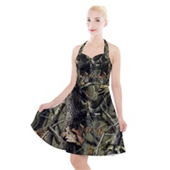 Realtree Camo Seamless Pattern Halter Party Swing Dress 