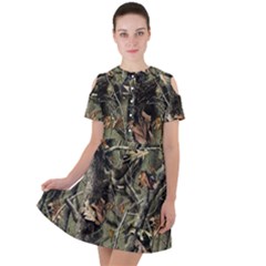 Realtree Camo Seamless Pattern Short Sleeve Shoulder Cut Out Dress  by Cowasu