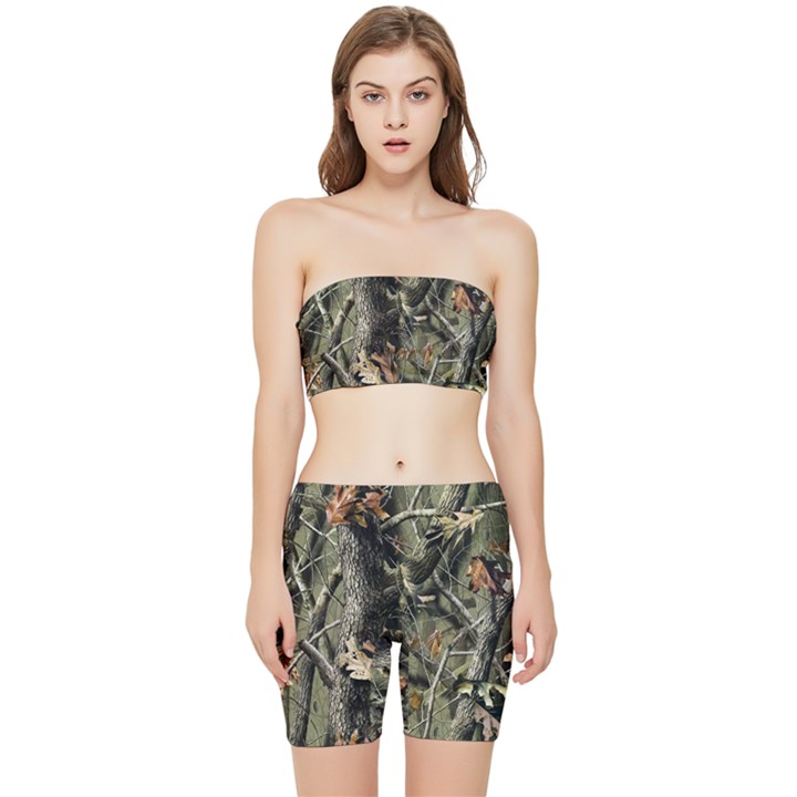 Realtree Camo Seamless Pattern Stretch Shorts and Tube Top Set