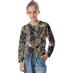 Realtree Camo Seamless Pattern Kids  Long Sleeve Tee With Frill 