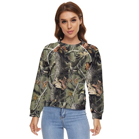 Realtree Camo Seamless Pattern Women s Long Sleeve Raglan Tee by Cowasu