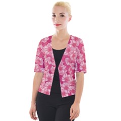 Cute Pink Sakura Flower Pattern Cropped Button Cardigan by Cowasu