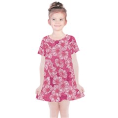 Cute Pink Sakura Flower Pattern Kids  Simple Cotton Dress by Cowasu