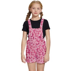 Cute Pink Sakura Flower Pattern Kids  Short Overalls by Cowasu