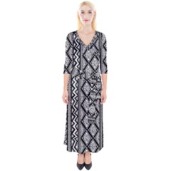 Tribal African Pattern Quarter Sleeve Wrap Maxi Dress by Cowasu