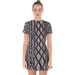 Tribal African Pattern Drop Hem Mini Chiffon Dress by Cowasu