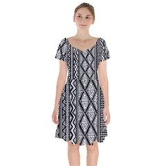 Tribal African Pattern Short Sleeve Bardot Dress by Cowasu