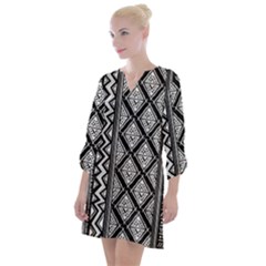 Tribal African Pattern Open Neck Shift Dress by Cowasu