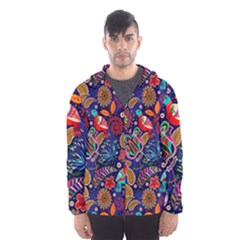 Pattern Colorful Bird Leaf Flower Men s Hooded Windbreaker