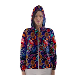 Pattern Colorful Bird Leaf Flower Women s Hooded Windbreaker by Cowasu