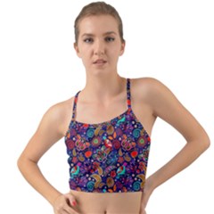 Pattern Colorful Bird Leaf Flower Mini Tank Bikini Top by Cowasu