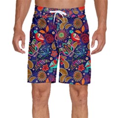 Pattern Colorful Bird Leaf Flower Men s Beach Shorts by Cowasu