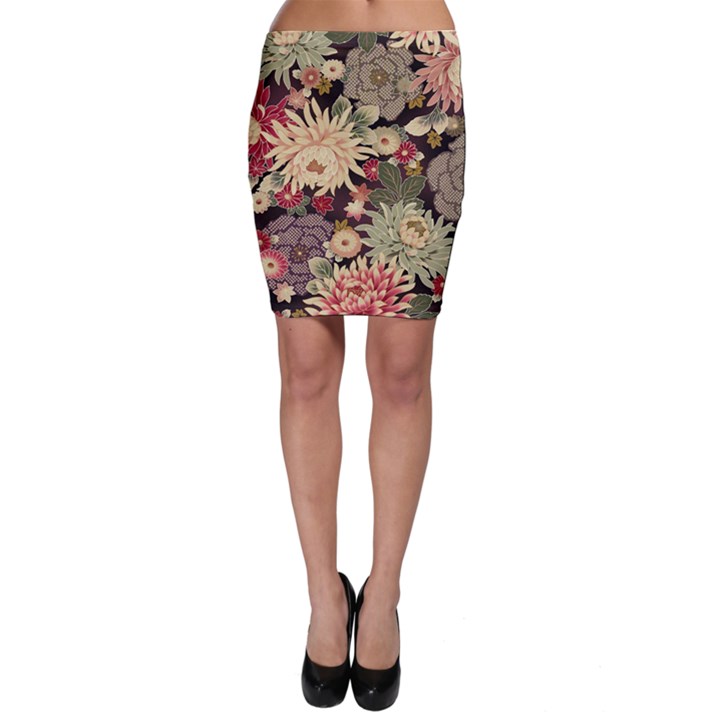 Japanese Flower Art Bodycon Skirt