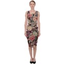 Japanese Flower Art Sleeveless Pencil Dress View1