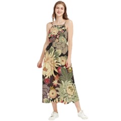 Japanese Flower Art Boho Sleeveless Summer Dress by Cowasu