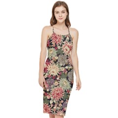 Japanese Flower Art Bodycon Cross Back Summer Dress by Cowasu