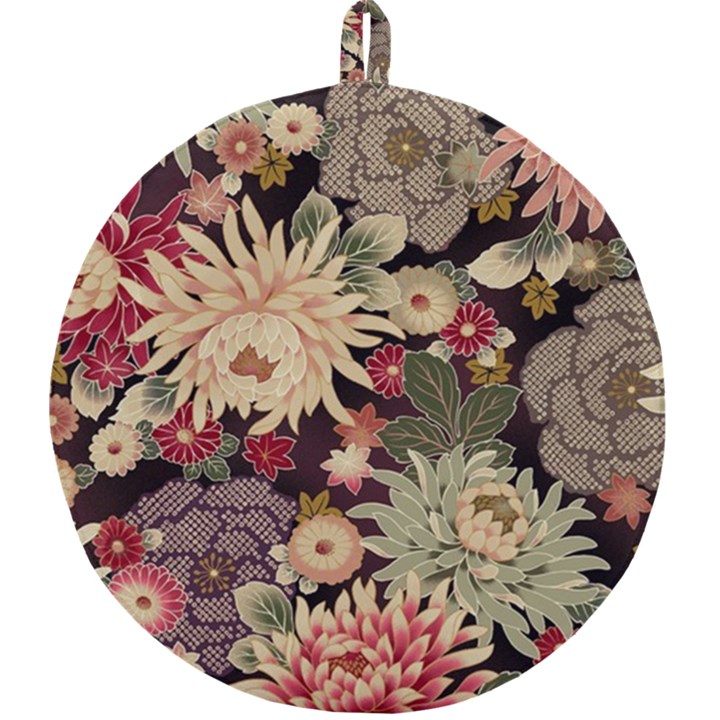 Japanese Flower Art Round Trivet