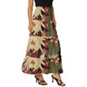 Japanese Flower Art Tiered Ruffle Maxi Skirt View3