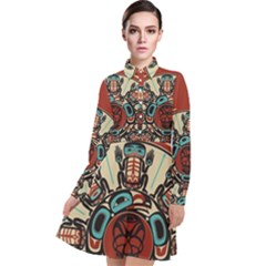 Skull Grateful Dead Phone Gratefuldead Long Sleeve Chiffon Shirt Dress by Cowasu