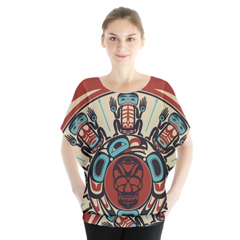 Skull Grateful Dead Phone Gratefuldead Batwing Chiffon Blouse by Cowasu