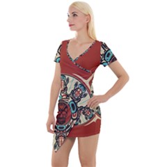 Skull Grateful Dead Phone Gratefuldead Short Sleeve Asymmetric Mini Dress by Cowasu